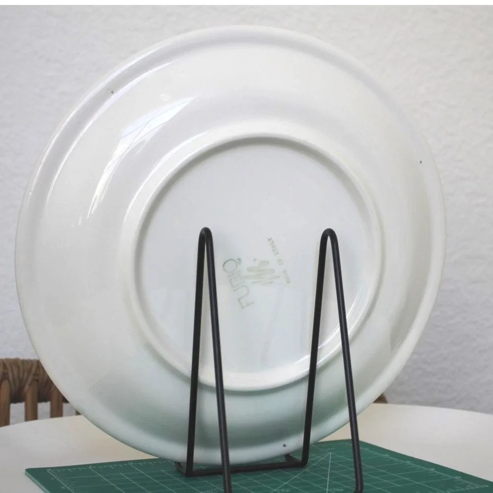 Furio Italy Large 12 inch Serving‎ Plate Platter Green Red Striped Ceramic